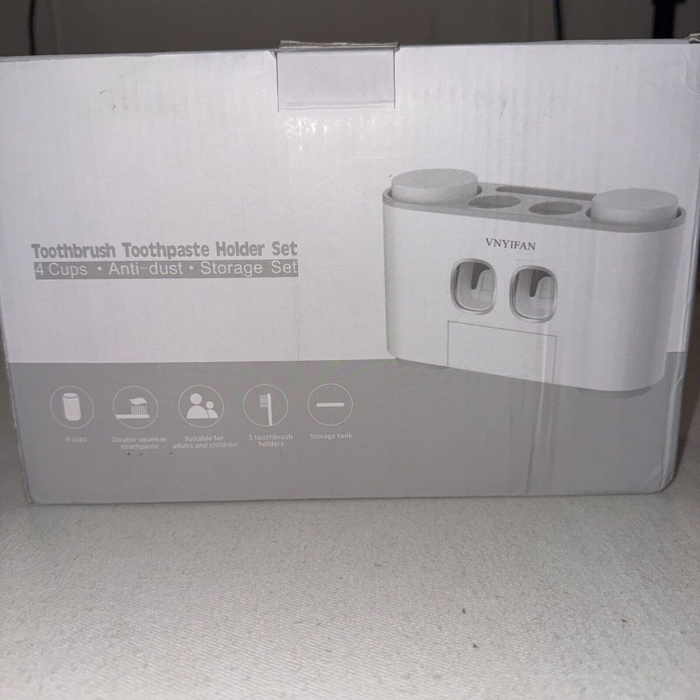 Vnyifan Wall-Mounted 5  Holder with 2 Automatic Toothpaste Dispensers‎ 4 Cups